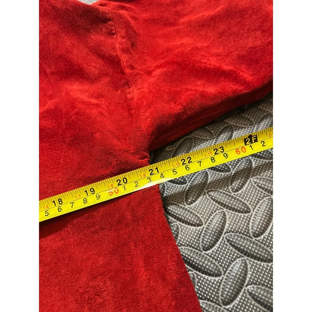 Vintage DA‎ CAVANNA Red Suede Leather Button Up Shirt Jacket Women's Size L